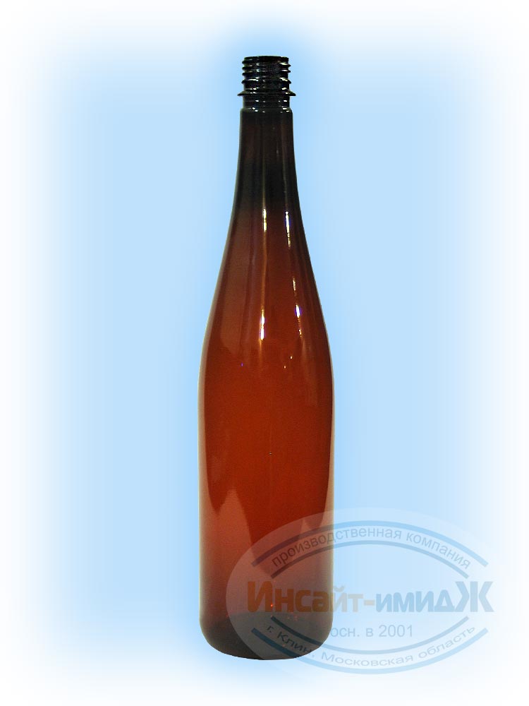 ПЭТ бутылка винная 1 литр, коричневая. Горло 28 мм PCO1810.